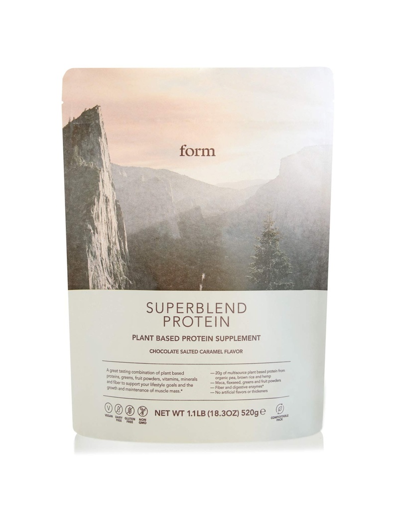 Form Superblend Protein - Vegan Protein Powder με Superfoods, Βιταμίνες και Ορυκτά - 20g φυτικής πρωτεΐνης ανά υπηρεσία (Chocolate Salted Caramel)