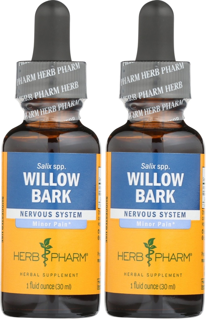 Herb Pharm Willow Bark Liquid Extract for Minor Pain - 1 Ounce (DWILL01) (Pack of 2)