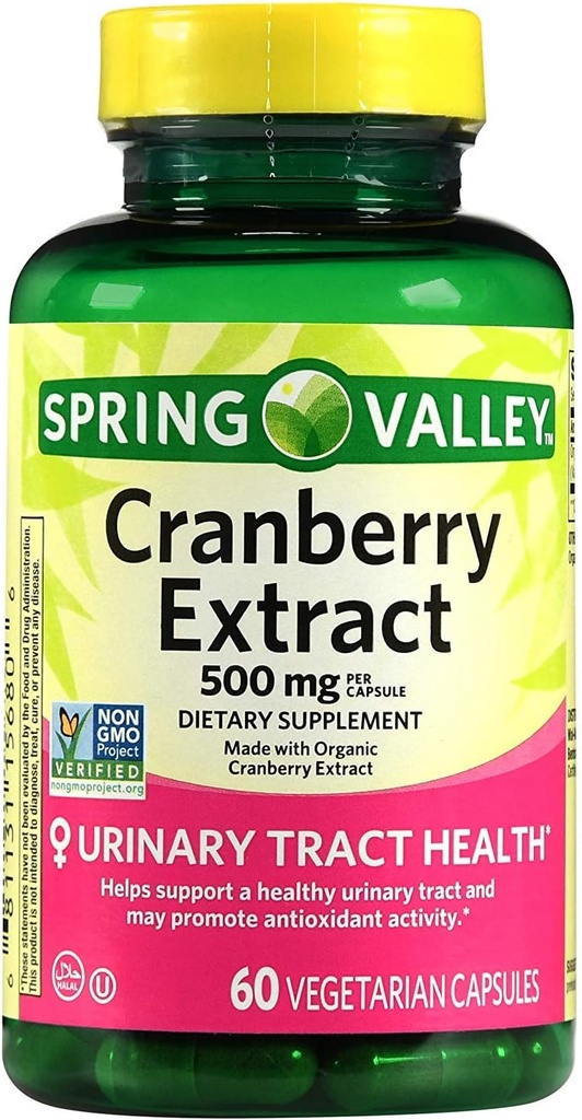 Spring Valley Cranberry Extract, αριθμός 60, 500 mg ανά κάψουλα