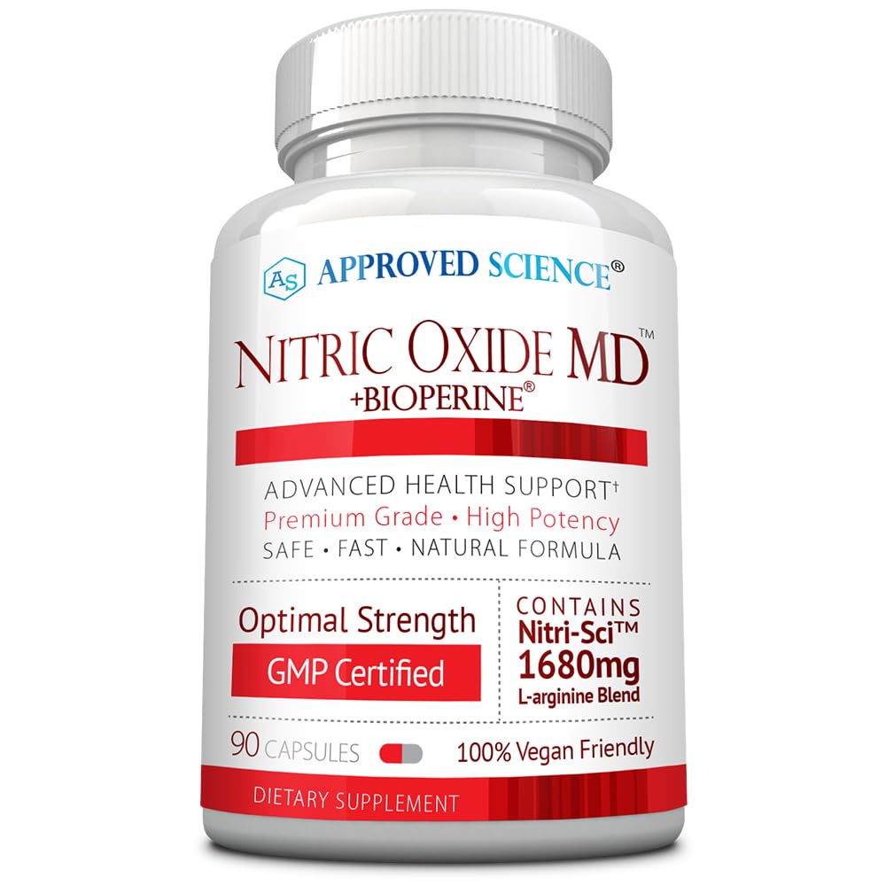 Εγκεκριμένη επιστήμη Nitric Oxide MD - Ανάπτυξη μυών, Lean Body Mass, Βελτίωση της προσφοράς οξυγόνου, Boost Energy - 90 κάψουλες - 1 φιάλη
