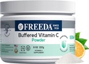 FREEDA Buffered Vitamin C σε σκόνη (Calcium Ascorbate) – Μη Ακιδική, Στομαχόφιλη βιταμίνη C για ευαίσθητα άτομα – Vegan, Kosher, χωρίς ζάχαρη ανοσοποιητική υποστήριξη – 8 oz