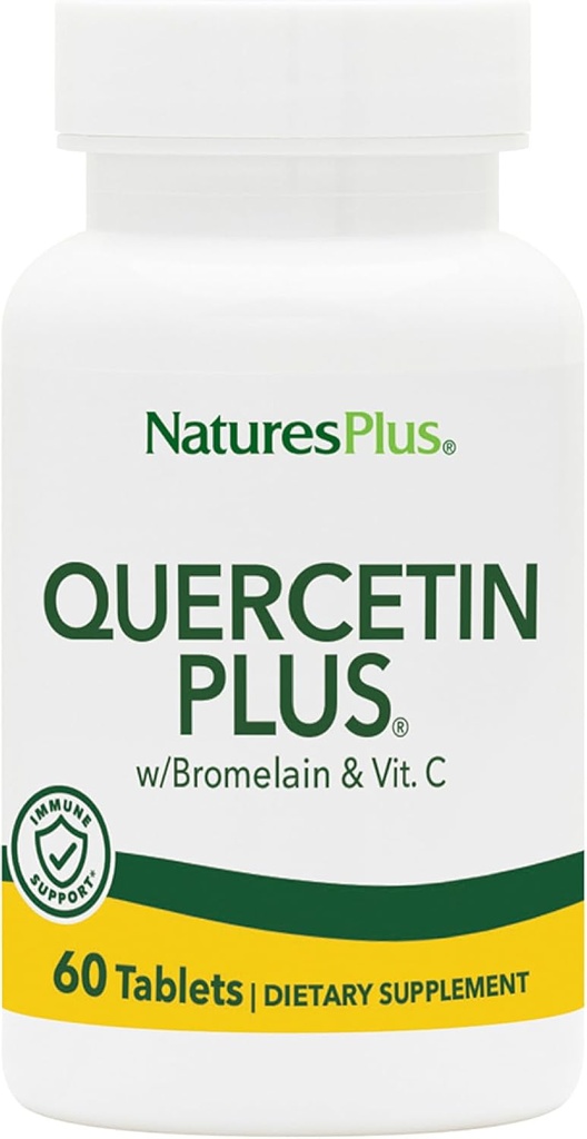 NaturesPlus Quercetin Plus με βιταμίνη C & Bromelain - 650 mg, 60 χορτοφαγικά δισκία - Χωρίς γλουτένη - 30 Μερίδες