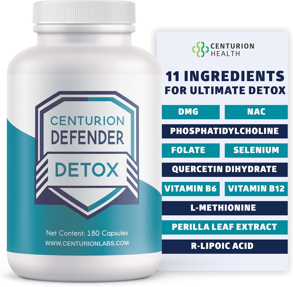 Centurion Detox Detox, Liver Cleanse Detox & συμπλήρωμα επισκευής με Φωσφατιδυλχολίνη, Βιταμίνη Β6, Folate, L-Μεθειονίνη και R-λιποϊκό οξύ, 180 Caps