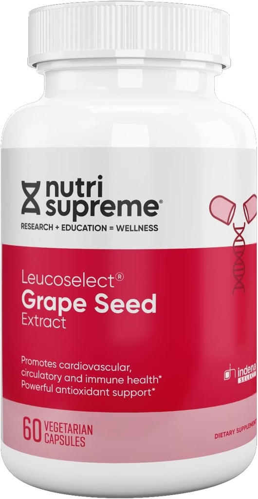 Nutri Supreme Grapeseed Extract Leucoselect, Πολυφαινόλες για Super Αντιοξειδωτική Υποστήριξη, Καρδιαγγειακή Υγεία, Kosher Certified 60 Κάψουλες