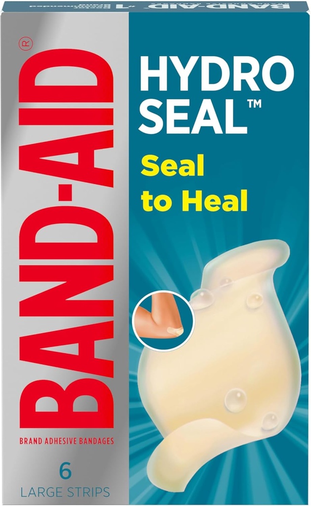 BAND-AID Brand Hydro Seal Adhesive Αδιάβροχα Επιδέσμους, Μεγάλες Υδροκολλοειδείς Επιδέσμες Gel για Υποστήριξη Πρώτων Βοηθειών Καλύτερη Θεραπεία για Μικρές Κυψέλες, Περικοπές & Αποκόμματα, FSA/HSA Επιλέξιμες, 6 ct