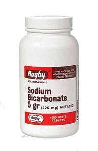 Rugby Sodium BICARB 5GR TAB Sodium BICARBONATE-325 MG White 1000 Tablets UPC 305361046101