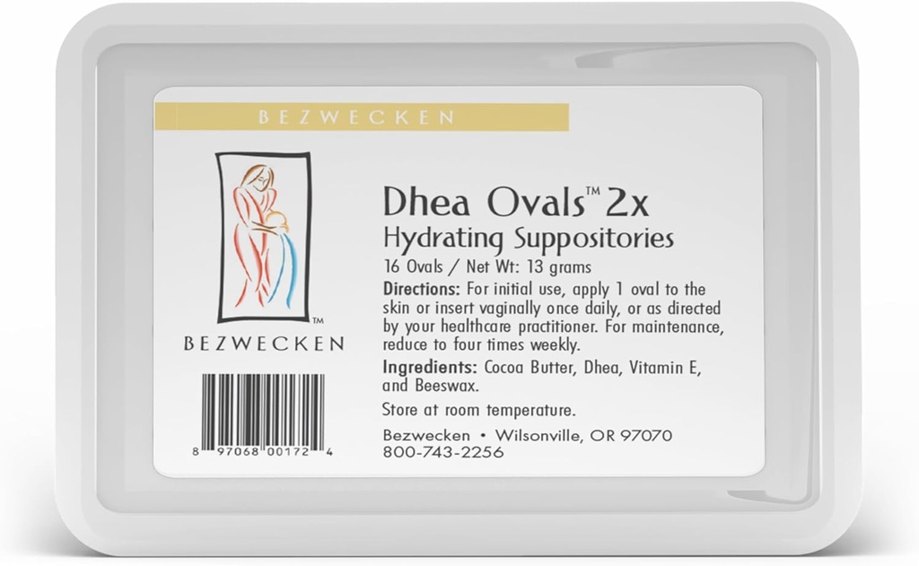Bezwecken – DHEA Ovals 2X – 16 Oval Suppositories - Χωρίς οιστρογόνα & προγεστερόνη - Ίδια αξιόπιστη φόρμουλα - Επαγγελματικά Formulated to Alleviate Κολπική ξηρότητα σε Εμμηνοπαυσιακές Γυναίκες