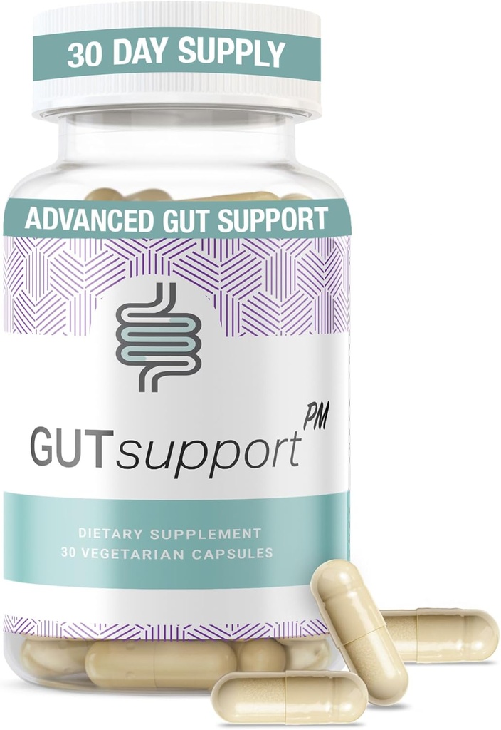 IBDassistTM Gut Support PM - Nighttime Gut Health & Digestion Supplement - Bloating Relief & Restful Sleep* - Περιέχει ηρεμιστικά βότανα όπως μελατονίνη, χαμομήλι, λεμονιού, Ginger & More - 30 κάψουλες