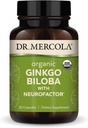 Dr. Mercola Organic Ginkgo Biloba with NeuroFactor - Υποστηρίζει την υγεία του εγκεφάλου - Standardized Ginkgo Leaf Extract - Πολυφαινόλη-Πλούσια φρούτα καφέ - 30 κάψουλες