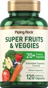 Piping Rock Fruits and Veggies Supplement | 120 Capsules | Plus 20 Fruit and Vegetables | Antioxidant Superfood Formula | Daily Multivitamin | Vegetarian, Non-GMO, Gluten Free