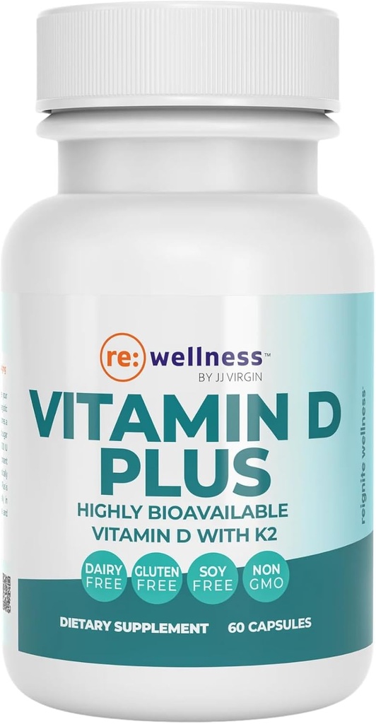 Reignite Wellness by JJ Virgin | Vitamin D Plus | Relevant Serving of 5000 IU, Highly Absorbable Vitamin D + Vitamin K1 & K2 | GG Supplement for Immune Health | Bone and Heart Supplement | 60 Softgels
