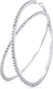 Large Rhinestone Hoop Earrings Shining Crystal Rhinestone Dangle Big Hoop Earrings for Women Wedding Party Favor, 80 mm