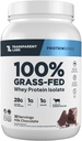 Διαφανές εργαστήριο Grass-Fed Whey Protein Isolate - Φυσικά αρωματισμένη, χωρίς γλουτένη πρωτεΐνη Whey σκόνη με 28g πρωτεΐνης ανά σερβίροντας & 9 Αμινοξέα - 30 σερβίροντας, σοκολάτα γάλακτος