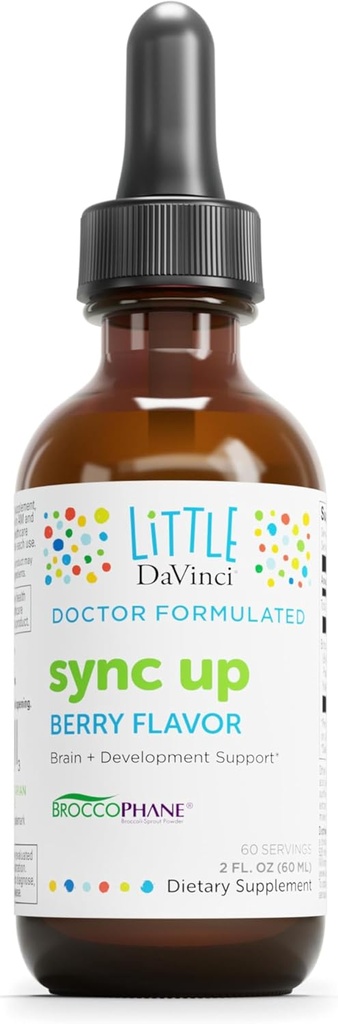 Little DaVinci Sync Up - Βοηθά στην υποστήριξη του εγκεφάλου υγεία, ανοσοποιητικό σύστημα & λειτουργία του νευρικού συστήματος με Sulphophane - Berry Flavor - 2 Fl Oz (60 εξυπηρετεί)
