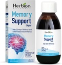 HERBION Naturals Memory Support Liquid - Βοηθά στη βελτίωση της εγκεφαλικής λειτουργίας και της απούσας διάνοιας, διατηρεί υγιή επίπεδα διάθεσης με Ginkgo Biloba, ενήλικες και παιδιά άνω των 12 ετών, 5 fl oz, 150 ml