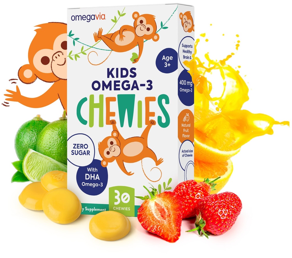Ωμέγα 3 Gummies - Ultra-High DHA Chewable Gel Gummy - Ωμέγα 3 για τα παιδιά υποστηρίζει τον εγκέφαλο και την υγεία των ματιών - Ζάχαρη-ελεύθερο φυσικό άρωμα φρούτων - παιδιά Ωμέγα 3 ψάρια Oil Gummies (30 κόμης)
