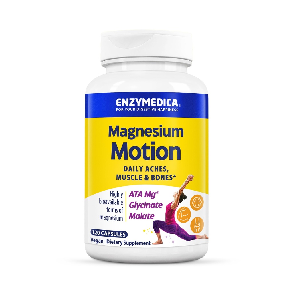 Enzymedica, Magnesium Motion with 3 Forms of Magnesium, ATA Mg, Glycinate, Malate, Soothes Occasional Aches, Supports Οστά & Μύες, 120 κάψουλες