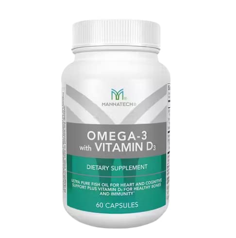 Mannatech Omega-3 με βιταμίνη D3 για την υγεία των οστών, την καρδιά και τη γνωστική υποστήριξη, από καθαρό ιχθυέλαιο