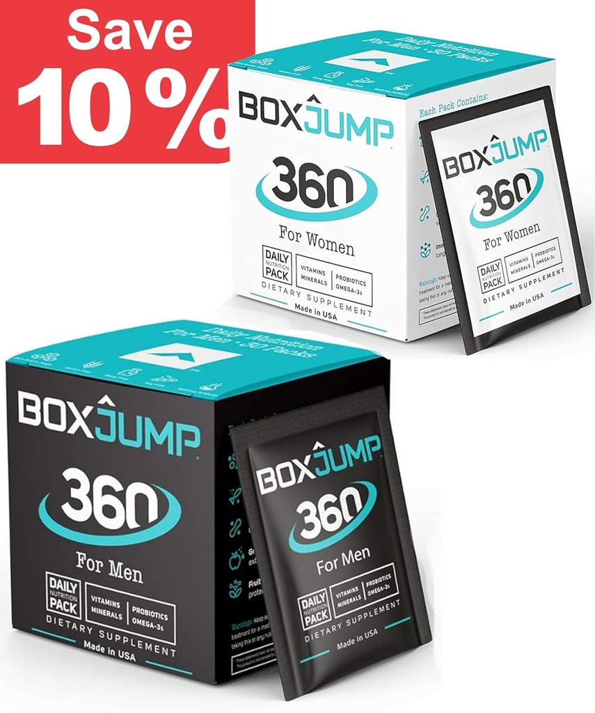 BoxJump Daily Multivitamin for Women & Men Pack of 2 - Essential Minerals & Vitamins for Men & Women - Ενισχύστε την ενέργεια, την ανοσοποιητική υποστήριξη, Αυξήστε την αντοχή - Βιταμίνη D, C, A, E, B12+ 30 Day Vitamin Packs