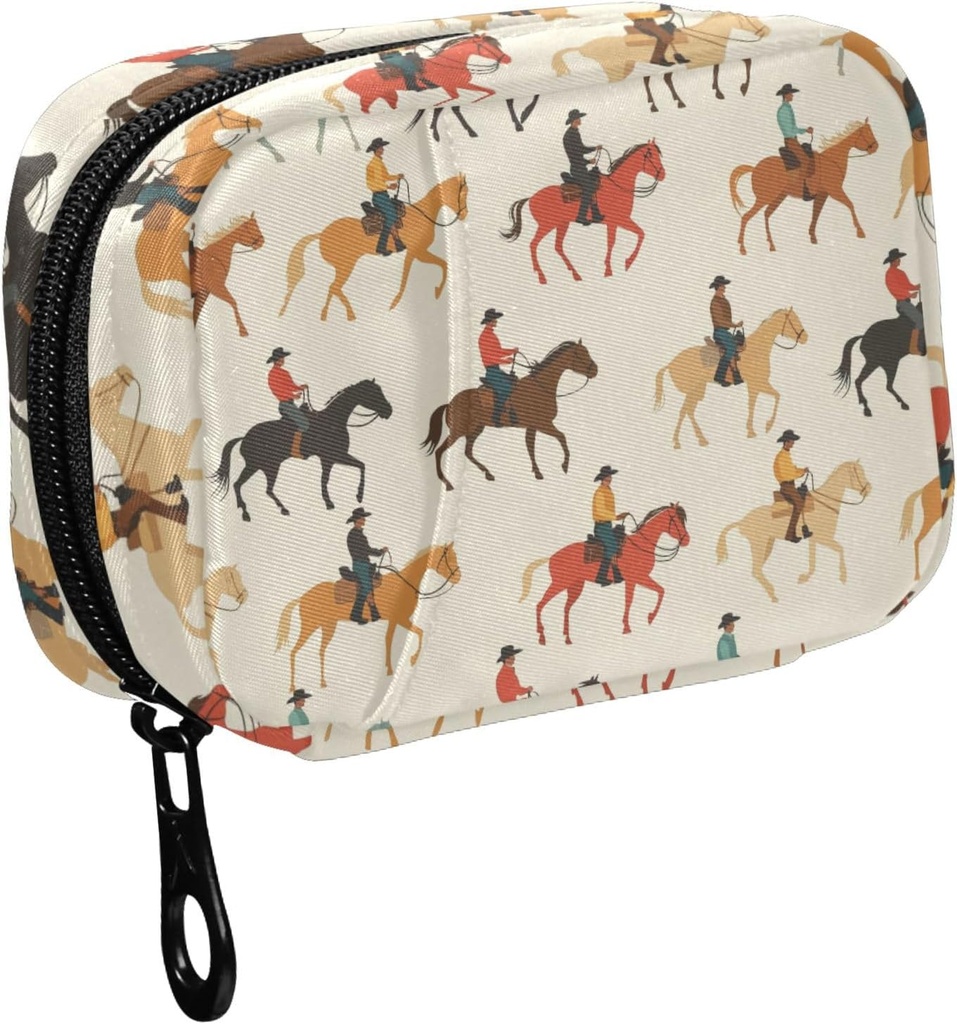 Fustylead πολύχρωμο Δυτική Cowboy Ιππασία Horse Hipl Organizer για την τσάντα, Weekly Portable Pill Box με Zipper για την αποθήκευση Βιταμίνες ιχθυέλαιο Συμπληρώματα