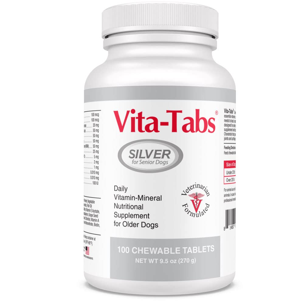 Silver - Vitamins, Minerals, Nutrients - Support for Senior Dog - Supplement for Healthy Bone, Joint, Energy, Immune System - 100 Chewable Tablets