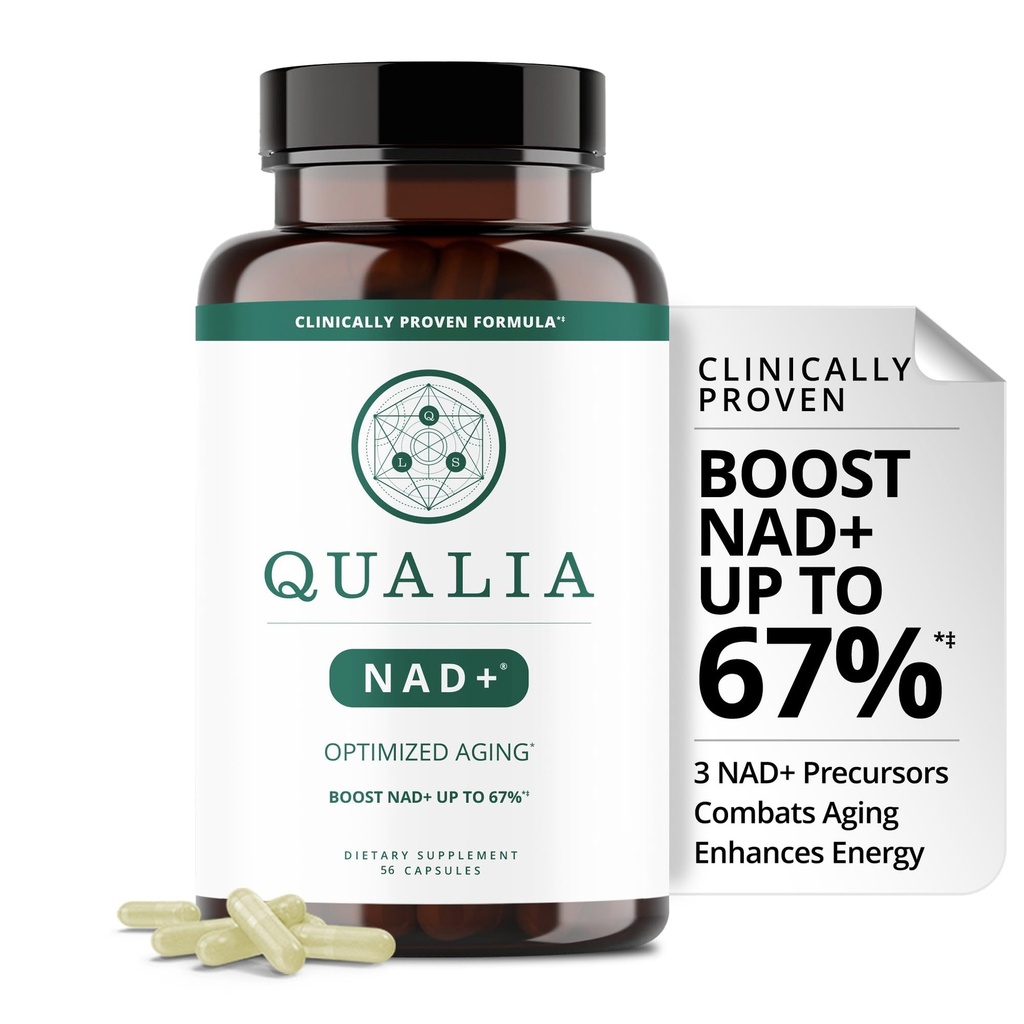 Qualia NAD Supplement — Clinically Αποδεικνύεται για την ενίσχυση NAD+ έως 67%. Βελτιστοποιημένη γήρανση, Ενέργεια, Εστίαση. Elite NAD+ Αναμνηστικά συστατικά Νικοτιναμίδη Ριβοζίδιο (NIAGEN), Νιασίνη, Νιακιναμίδη (1 Μήνας Προμήθεια)