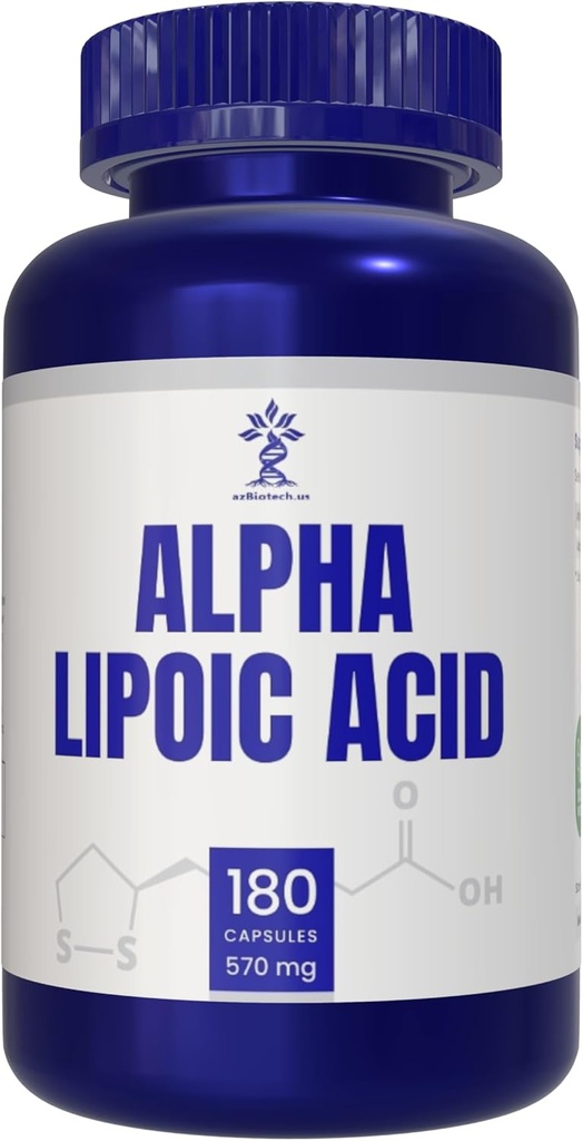 Alpha Lipoic Acid (ALA) 570 mg Κάψουλες - 180 Count, Gluten Free, Non- GMO, Vegan