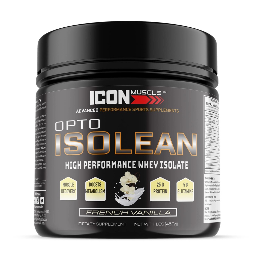 Isolean Whey Protein Isolate Powder, Βανίλια, Σοκολάτα, Φράουλα, Cookies & Κρέμα, Αλατισμένο Καραμέλ, Σοκολάτα Φυστικοβούτυρο, 1 λίρα (Vanilla)