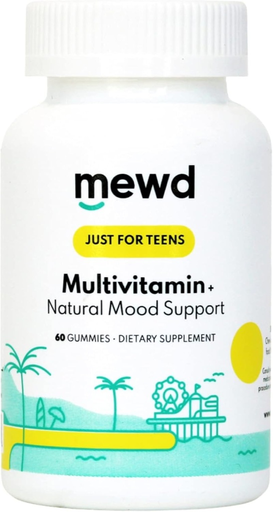 MEWD Teen/Kids Καθημερινή πολυβιταμίνη Gummy με φυσικό ενισχυτή διάθεσης, Vegan, συμπλήρωμα ενισχυτή συστημάτων Immune, τα προϊόντα βιταμίνης με σίδηρο, Zinc, Gluten δωρεάν-Focus Βιταμίνη για τα παιδιά-Brain Health-Made στις ΗΠΑ