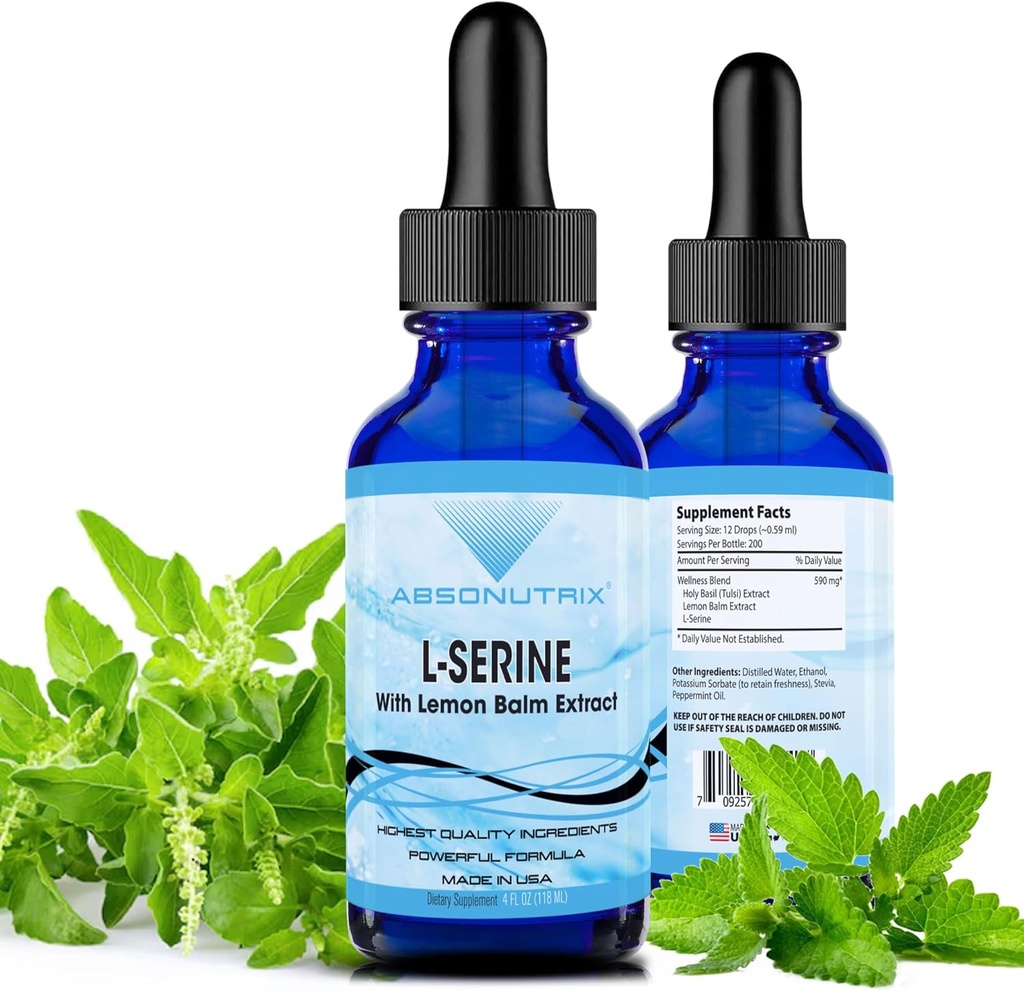 Absonutrix L-Serine Complex 500 mg - 4 Oz Liquid Large Bottle - 200 Σερβιέτες ανά φιάλη Made in USA All Natural