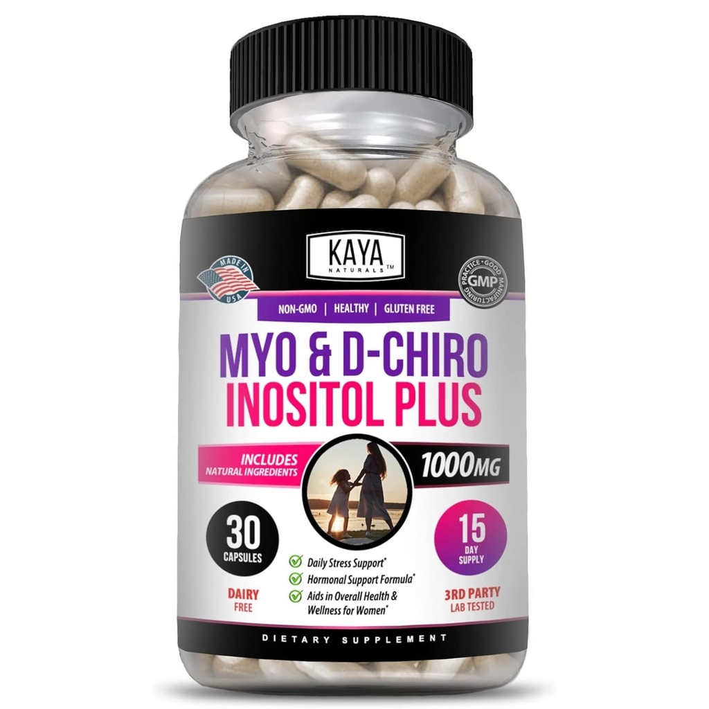 Kaya Naturals Myo & D-Chiro Inositol Plus Υποστήριξη για τις γυναίκες, βιταμίνη B8-30 κάψουλες