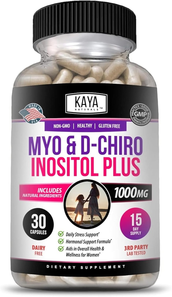 Kaya Naturals Myo & D-Chiro Inositol Plus Support for Women, Vitamin B8-30 Capsules