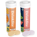 Drinklits Orange Daily Hydration Tablets + Strawberry Immunity Tablets (2) Tube Pack | Essential Electrolytes – Great Taste – Immune Support | 20 Servings (10 Tablets Per Tube)