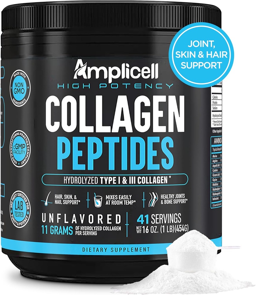 Multi Collagen Peptides σκόνη – Hydrolyzed Protein Supplement με Type 1 & 3 – Grass Fed, Unlavored, Keto & Παλαιό φιλικό – μαλλιά, δέρμα, νύχια, αρθρώσεις για γυναίκες & άνδρες – 41 Υπηρεσίες