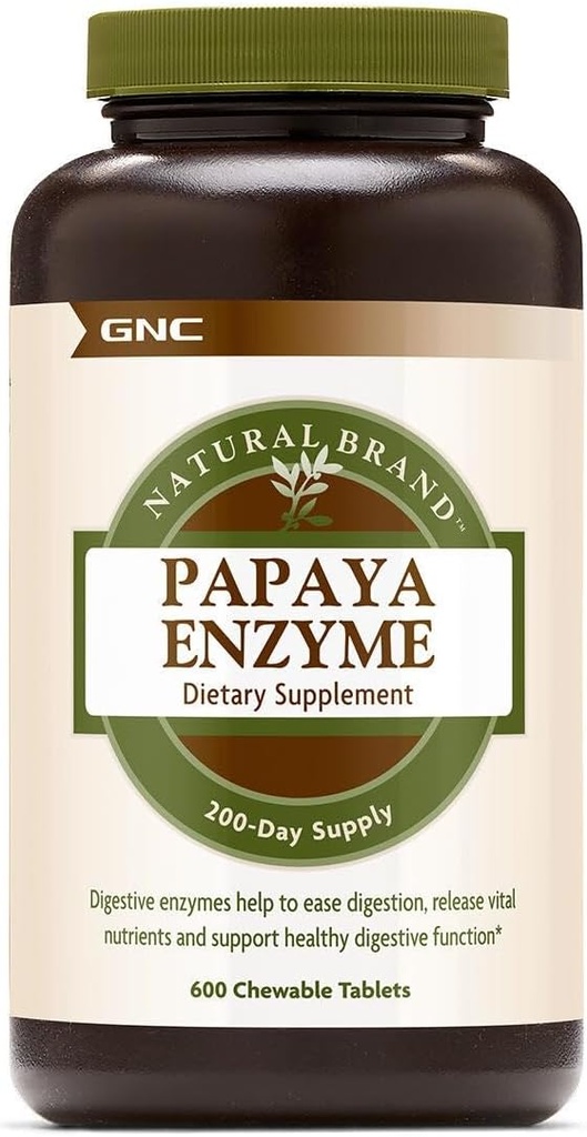 GNC Natural Brand Papaya Ένζυμο, Υποστηρίζει Υγιεινή Πειθαρχική λειτουργία, 600 δισκία
