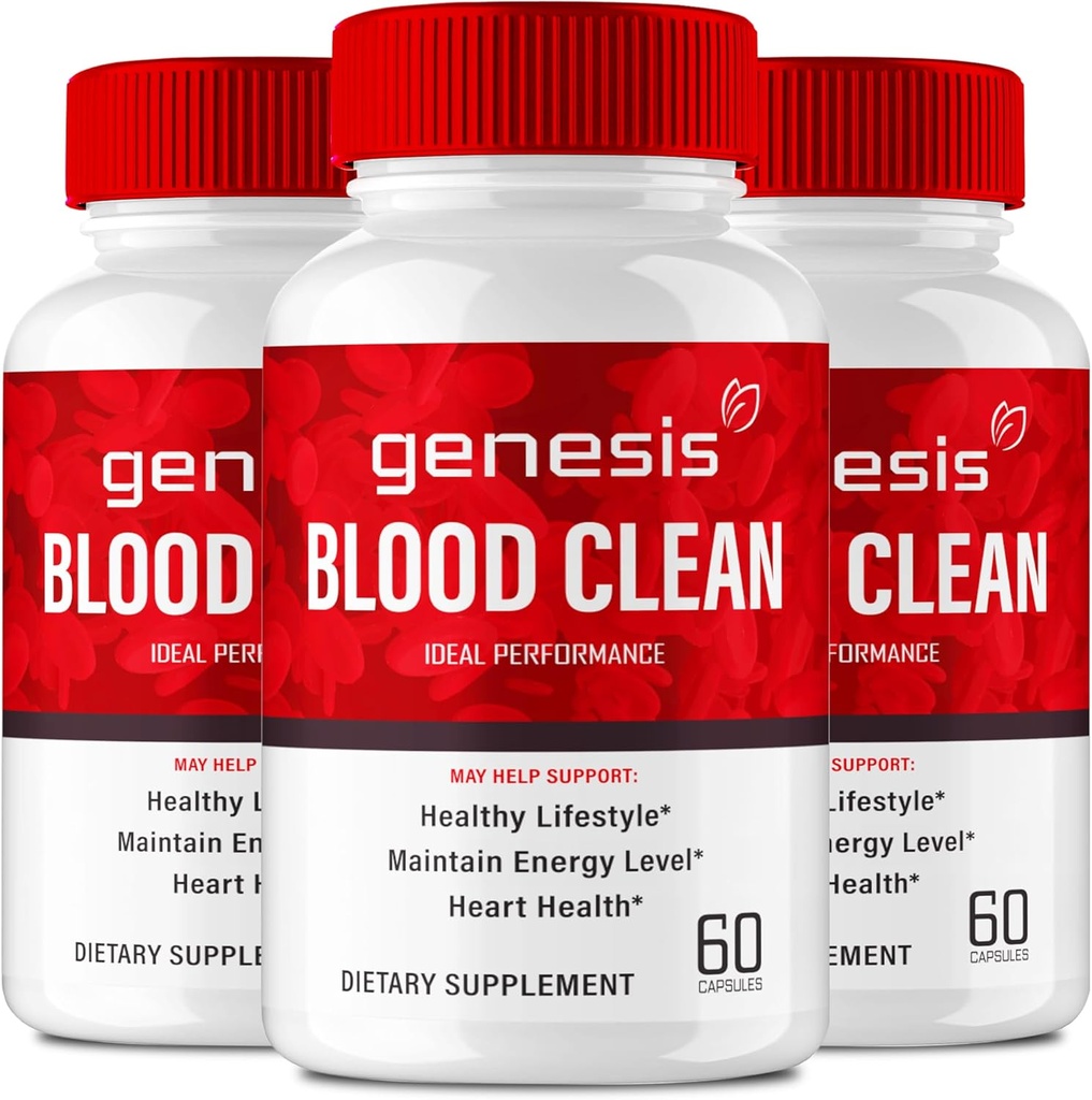 Genesis Blood Clean Capsules - Advanced Formula Supplement for Maximum Strength - Natural Blood Vessel Cleaner, GenesisBlood Clean Pills, GenesisBloodClean Pastillas Reviews (3 Pack)