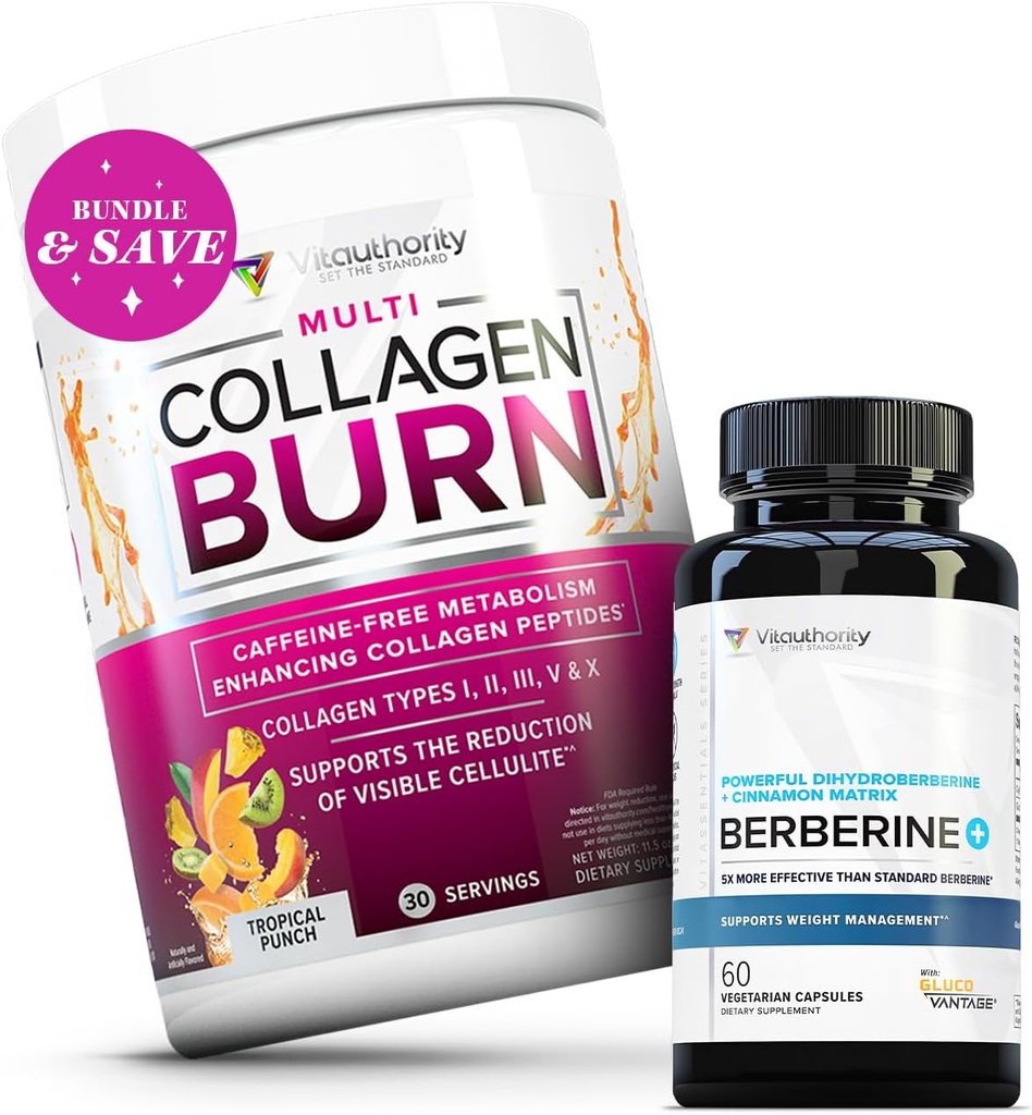 Vitauthority Multi Collagen Burn Tropical Punch and Berberine