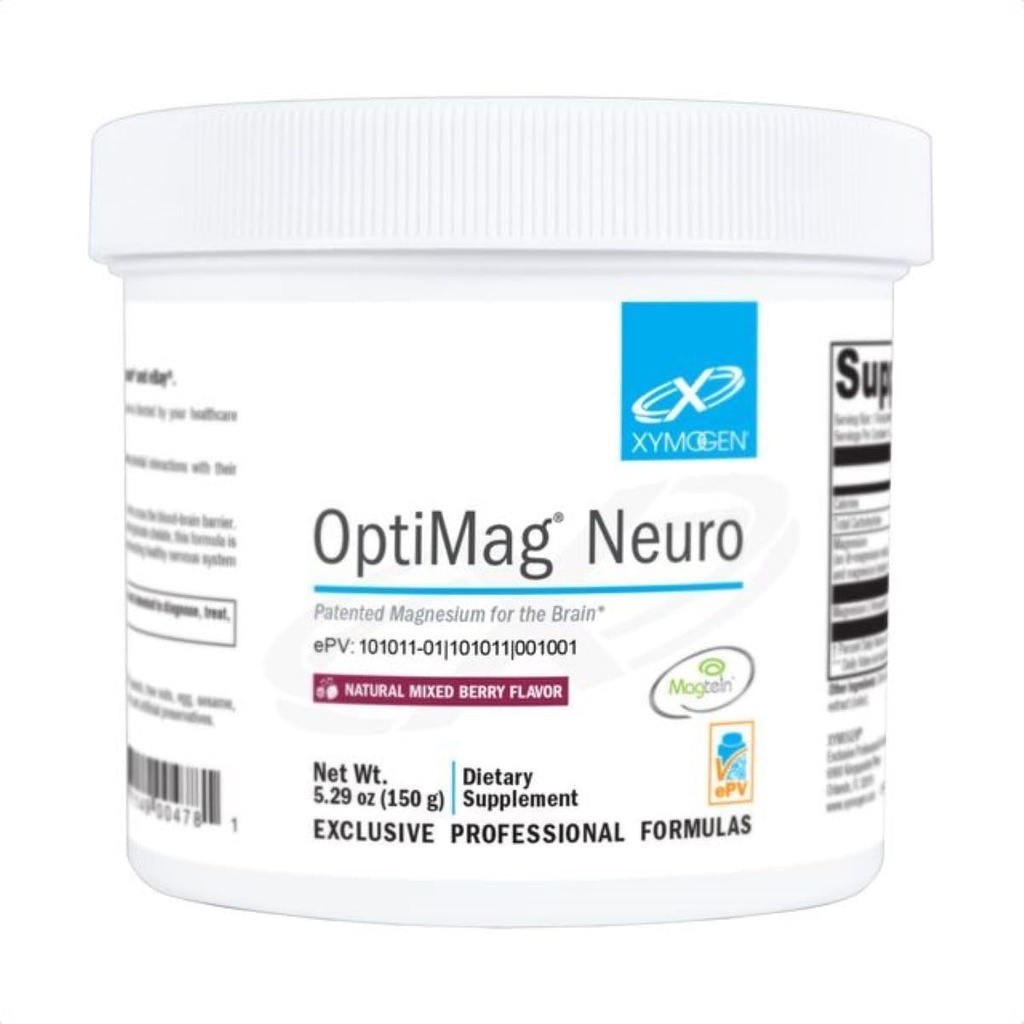 XYMOGEN OptiMag Neuro - Chelated Magnesium Powder - με Μαγνήσιο Γλυκινικό & L-Θρεονικό - Υποστήριξη Εγκεφαλική Υγεία & Χαλάρωση - Mixed Berry (60 Services)