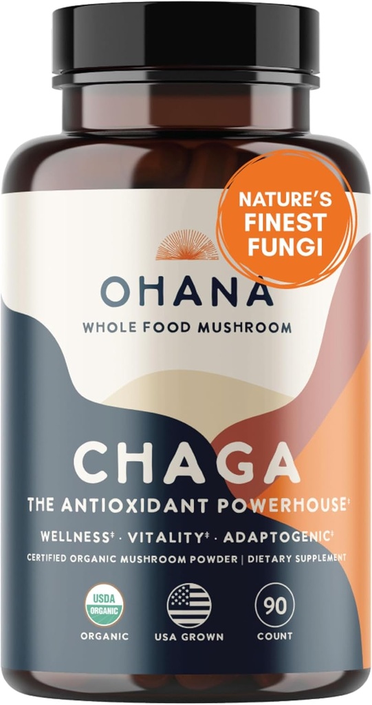 Aloha Medicinals Chaga, Antioxidant Mushroom Supplement, Helps Balance Metabolic Systems and Immune Support, Pack of 1, 90 Capsules Each