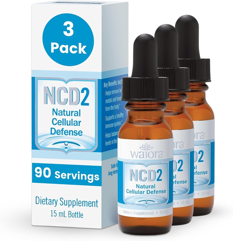 Waiora NCD2 Activated Liquid Zeolite Drops, Mix in Food/Drinks, Natural Body Cleanse & Promote Immune Support, All Natural, pH Balance Zeolite Liquid Drops - 3 Bottles (0.5 oz. ea.) 270 serv.