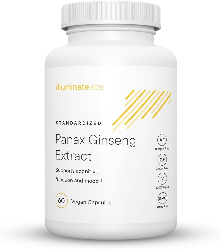 Illuminate Labs Panax Ginseng Extract Capsules | 200 mg | Supports Energy, Cognitive Function & Mood | Third-Party Tested and Backed by Medical Research