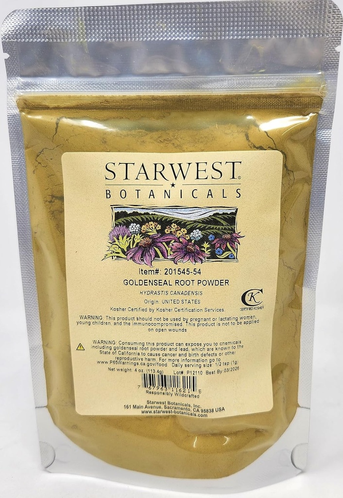 Goldenseal Root Powder Wildcraft - 4 Oz (113 G) - Starwest Βοτανικά