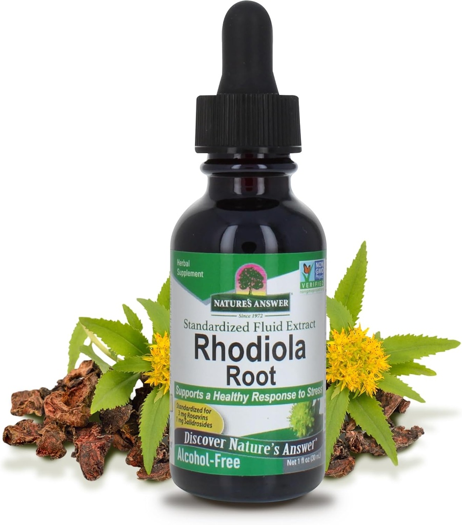Nature's Answer Rhodiola Root | Super Concentrated Herbal Supplement | Helps Aid & Reduce Stress | Alcohol-Free, Gluten-Free and Kosher Certified 1oz