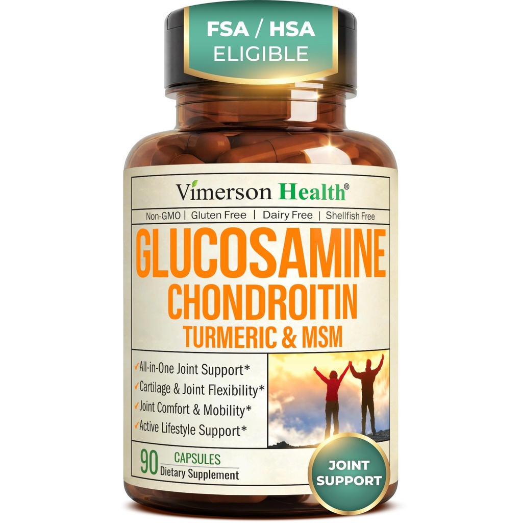 Glucosamine Chondroitin MSM – Κοινό συμπλήρωμα υποστήριξης για γυναίκες και άνδρες με γλυκοσαμίνη Sulfate 1500 mg, χονδροϊτίνη και MSM – για Cartilage, κοινή υγεία και ευελιξία – 90 κάψουλες