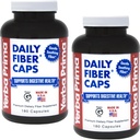 Yerba Prima Daily Fiber Formula - 180 caps (Pack of 2) - Διαλυτή & αδιάλυτη Διατροφική Fiber Συμπλήρωμα - Καθαρίστε το έντερο - Υγεία στο έντερο - Vegan, Μη ΓΤΟ, Χωρίς γλουτένη