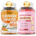 Χωρίς ζάχαρη 2Pack Turmeric Ginger Gummies & 2Pack Myo-Inositol & D-Chiro Inositol Gummies