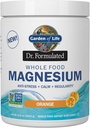 Κήπος της Ζωής Dr. Formulated Whole Food Magnesium 419.5g Powder - Πορτοκαλί, Chelated, Non-GMO, Vegan, Kosher, Gluten & Sugar Free Supplement with Probiotics - Best for Anti-Stress, Calm & Regularity