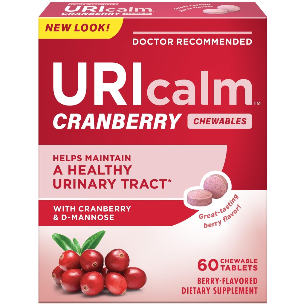 Uricalm Cranberry, ημερήσιο συμπλήρωμα διατροφής Chewable with D-Mannose, Berry, 60 Count