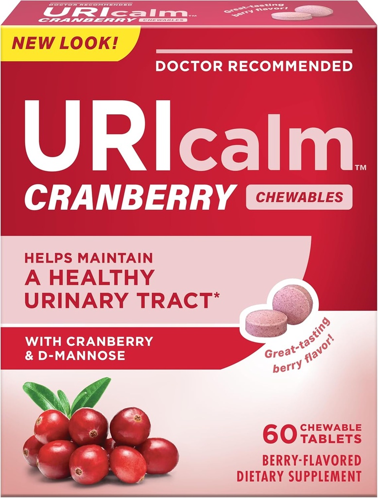 Uricalm Cranberry, ημερήσιο συμπλήρωμα διατροφής Chewable with D-Mannose, Berry, 60 Count