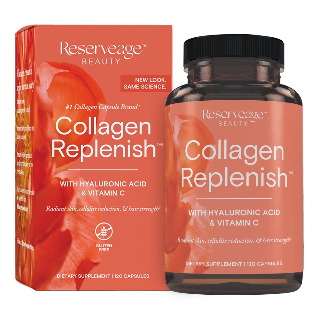 Reserveage Beauty Collagen Replenish - Collagen Booster & Supplement for Healthy Skin Care & Hair Growth - Supports Natural Elastin Production - 120 Capsules (30 Servings)